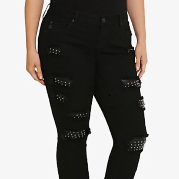 black studded skinny jeans